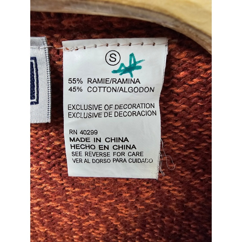 Erika & Co Womens Rust Embroidered Full Zip Cardigan Sweater Small Fall cottage - Picture 4 of 5